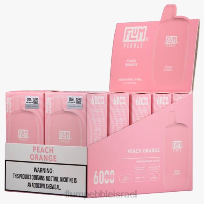 FLUM PEBBLES 6000 פחזניות 10 חבילות תפוז אפרסק 2H6V63 | FLUM PEBBLE VAPE ISRAEL