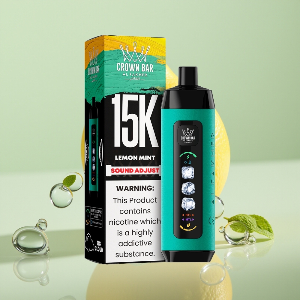 Al Fakher 15k Ice Adjust Clouds Disposable Device לימון נענע 15000 מקטרות תצוגת LED