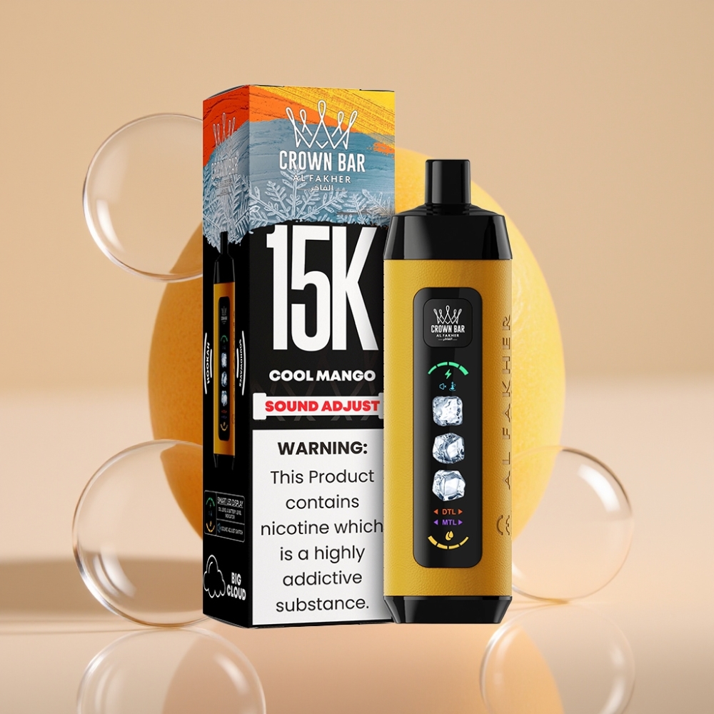 Al Fakher 15k ענני קרח מתכווננים התקן חד פעמי מנגו קריר עם תצוגת LED