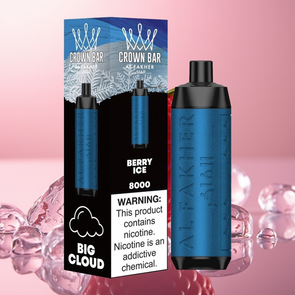 Al Fakher Crown Bar 8000 Crystal Disposable Vape 18ml Berry Ice (אוכמניות קרח) 600mAh