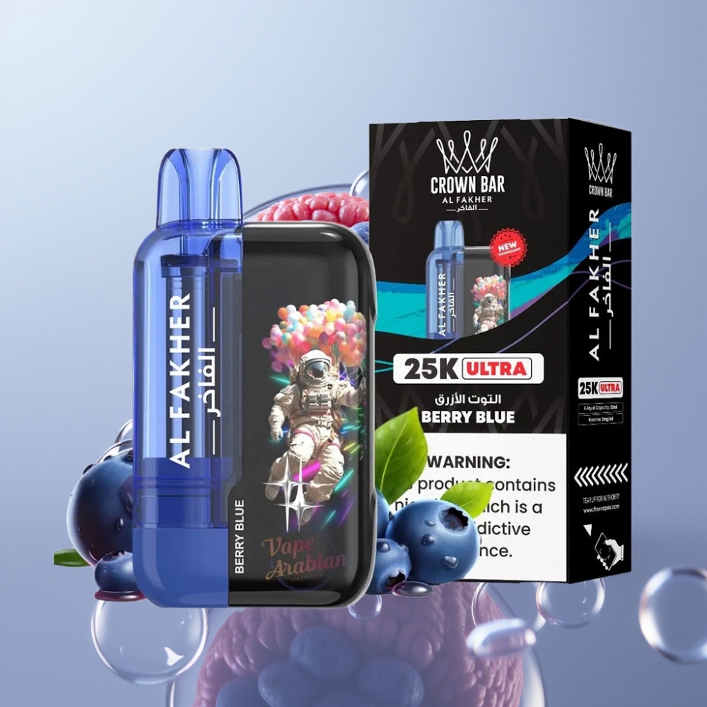 Al Fakher Crown Bar Ultra 25K Disposable Vape 22ml Mesh Berry Blue (תות כחול)