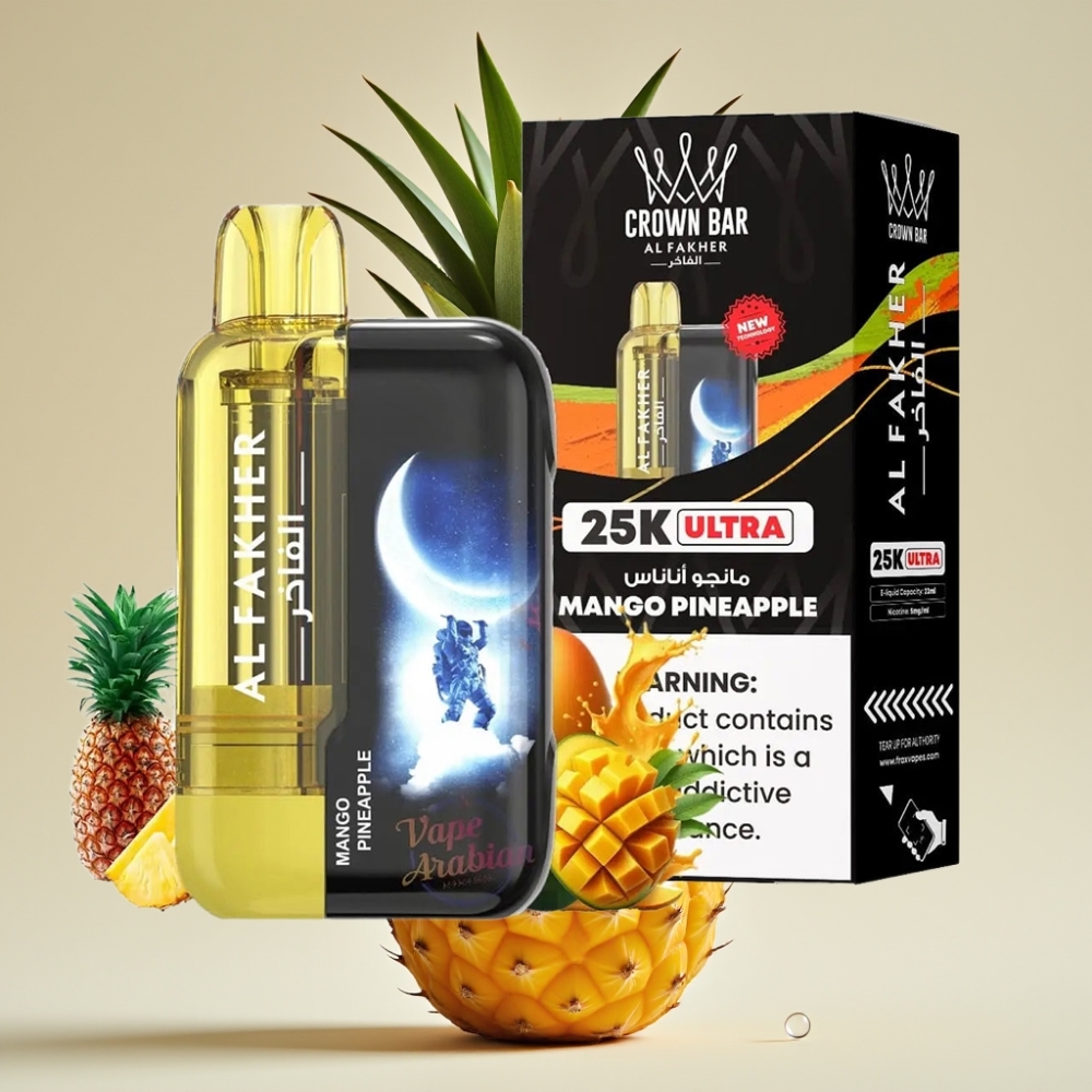 Al Fakher Crown Bar Ultra 25K Disposable Vape 22ml Mesh Mango Ananas