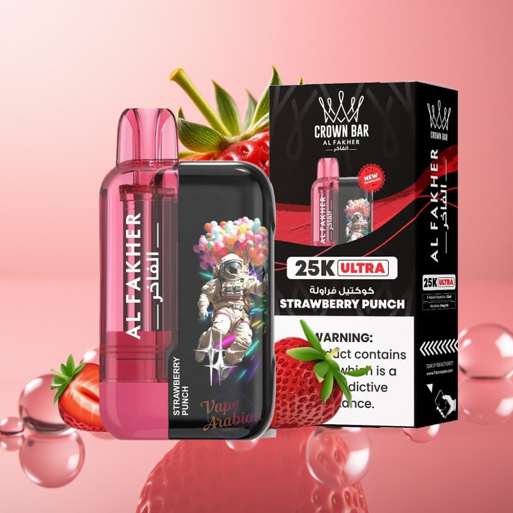Al Fakher Crown Bar Ultra 25K תות אגרוף עם תצוגת LED
