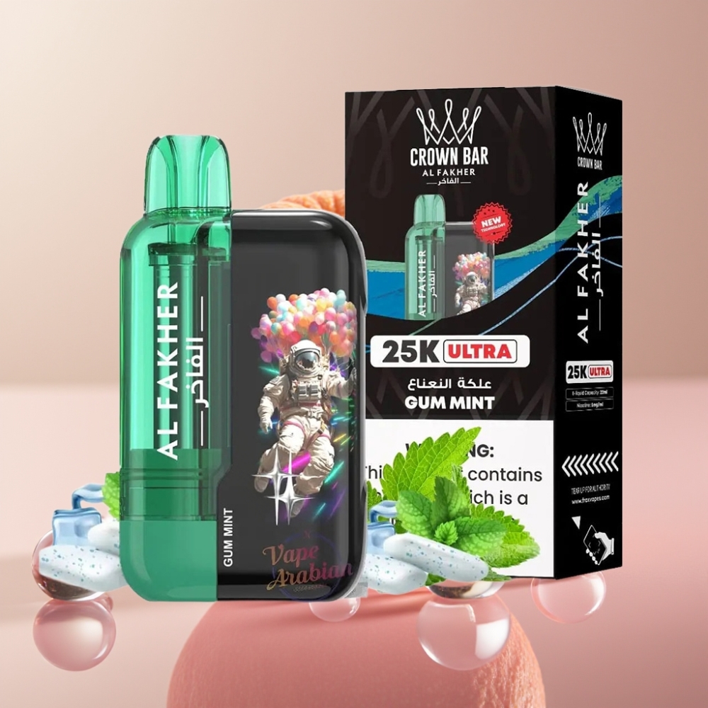 Al Fakher Crown Bar Ultra 25K מסיכת גומי נענע עם תצוגת LED