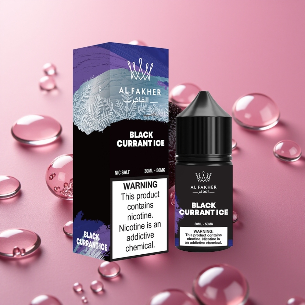 AL Fakher Nicotine Salt E-Liquid 30ml 50MG Black Currant Ice (צַמְבּוּק שָׁחוֹר קֶרַח) Pod Vape Compatible