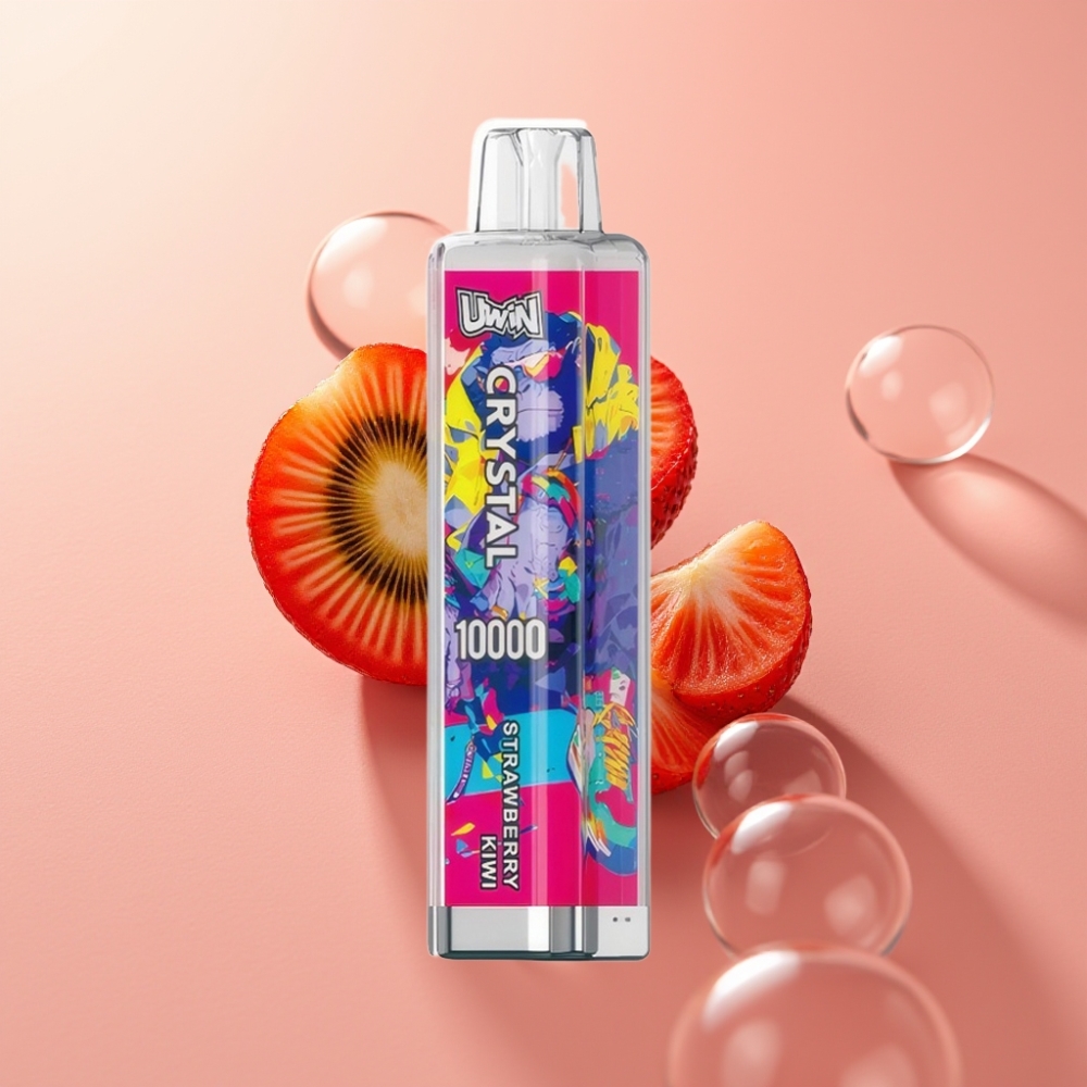 UWIN Crystal 10000 Puffs תות קיווי עם סוללה נטענת ותאורת RGB