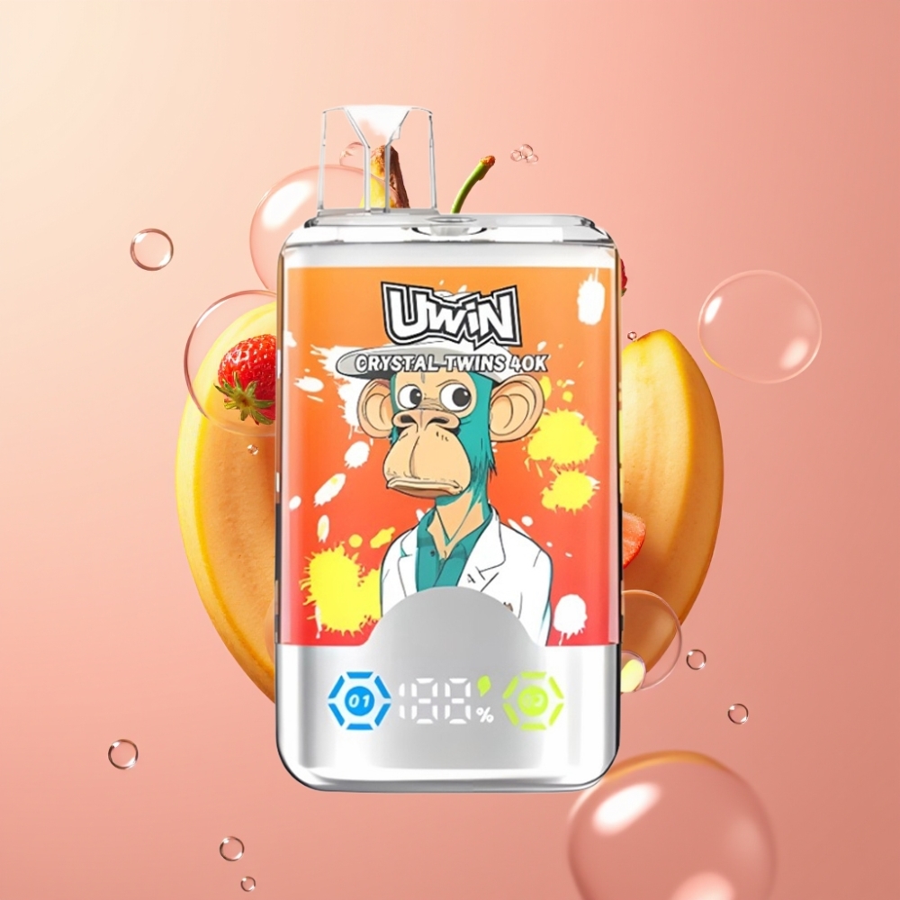UWIN Crystal Twins 40000 Puffs תות בננה אהבה 66 Twin Flavors Mesh Coil