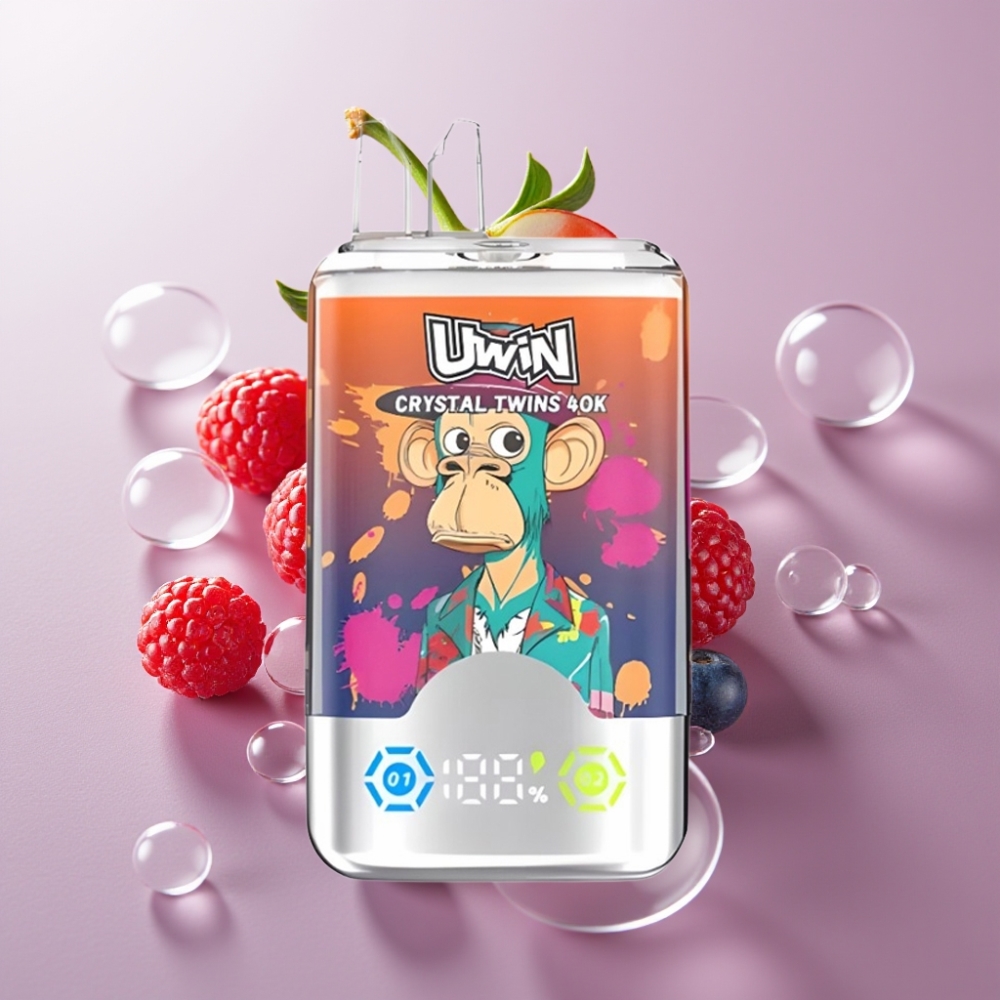 UWIN Crystal Twins 40000 Puffs תות פטל דובדבן כחול כפול סוללה 850mAh