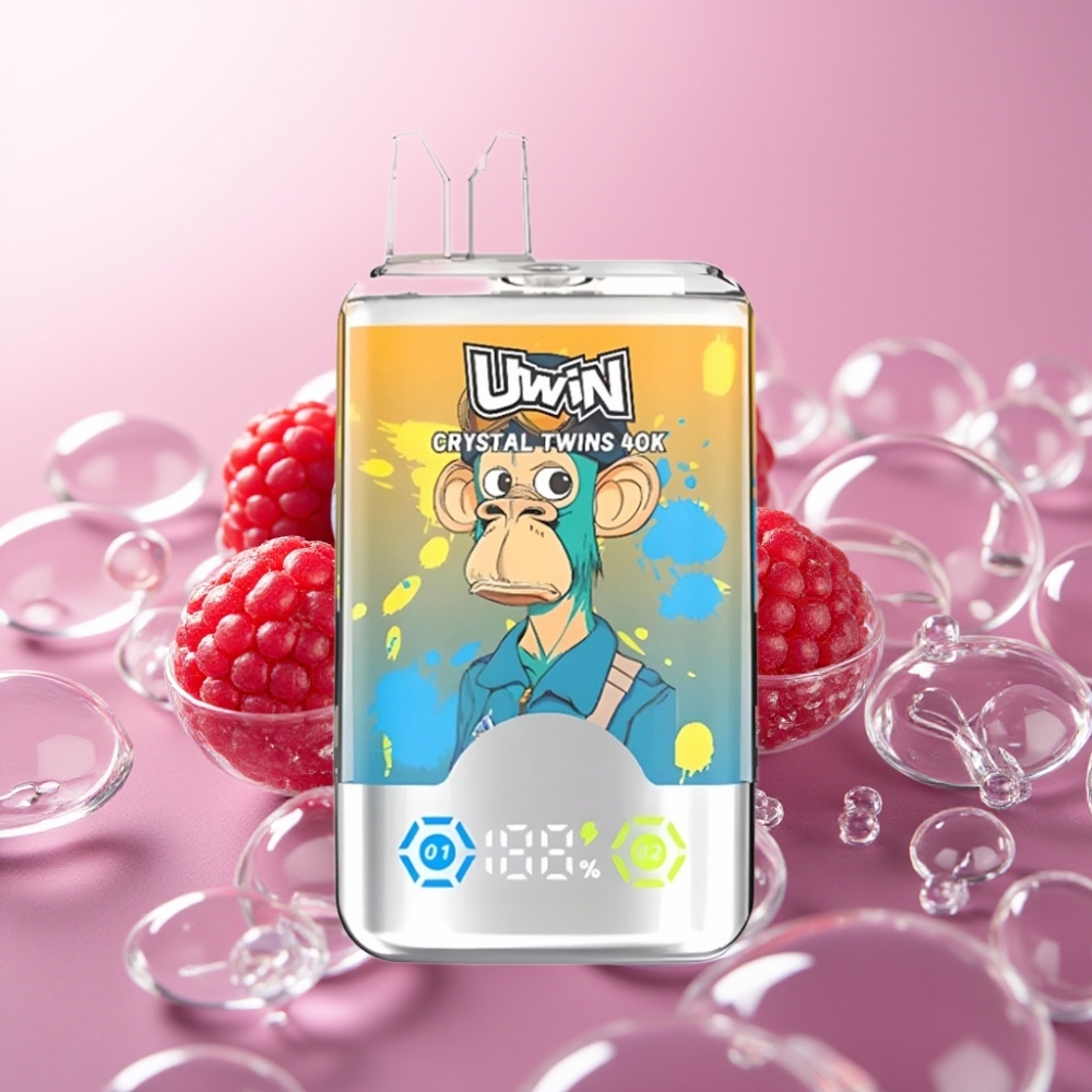 UWIN Crystal Twins 40000 Puffs Dual Flavor 32ml Mesh 850mAh ענבים פטל דובדבן קרח