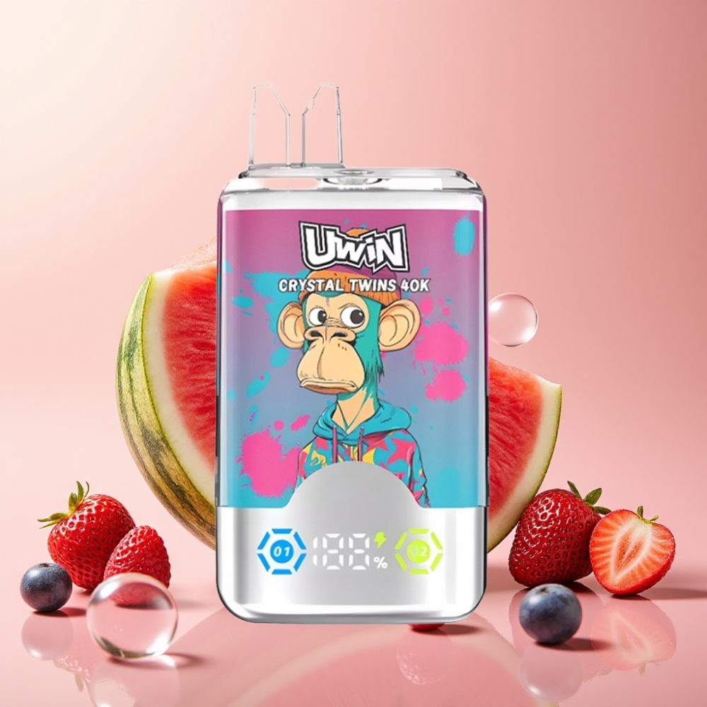 UWIN Crystal Twins 40000 Puffs Dual Flavor Mesh 32ml קרח אבטיח פירות יער מעורבים