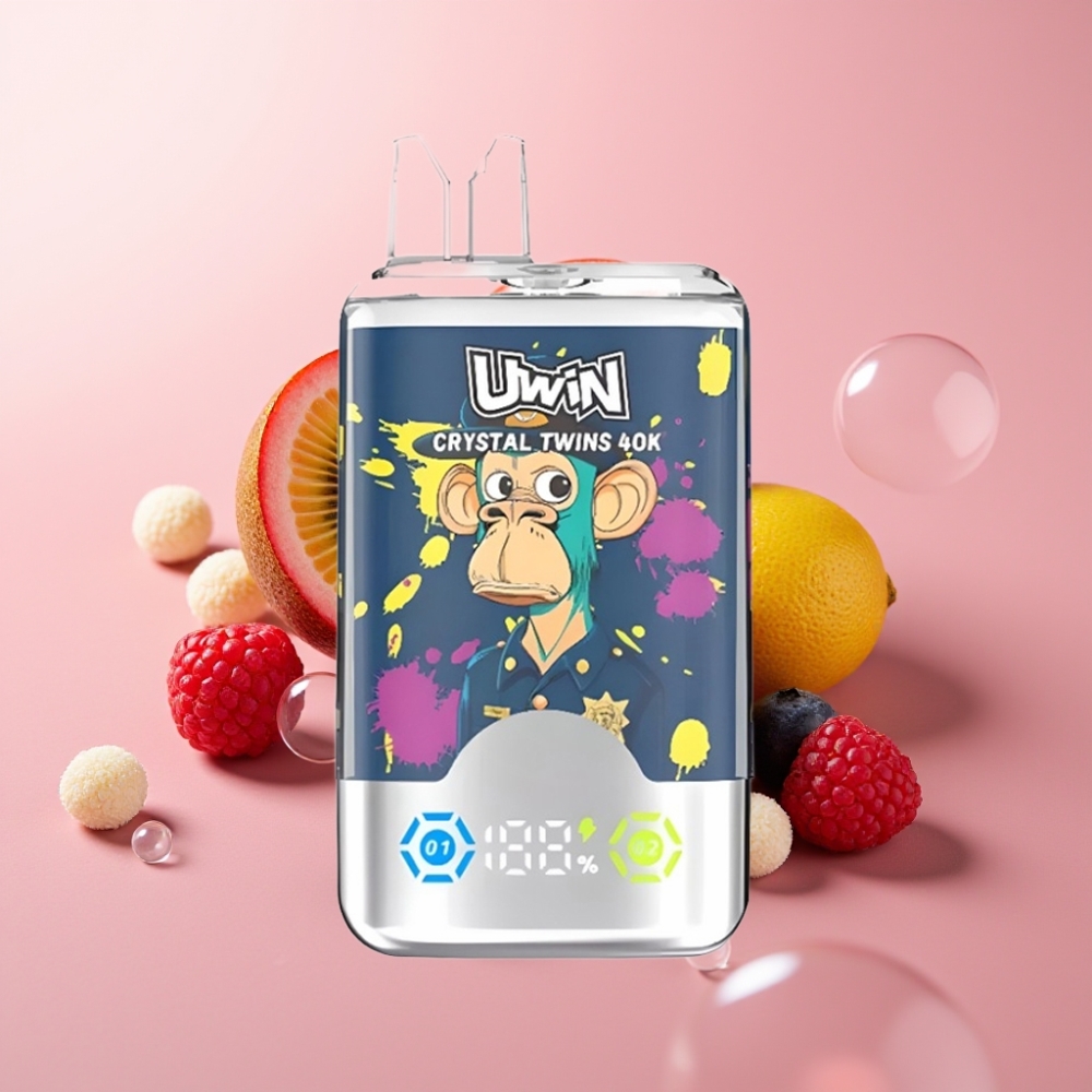 UWIN Crystal Twins 40000 Puffs דו-טעם Kiwi Passion Fruit Guava Blueberry Raspberry סוללה 850mAh