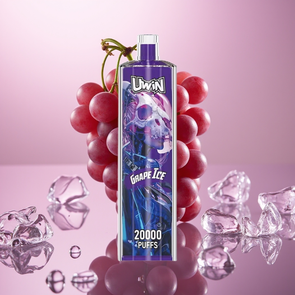 Uwin Shisha Hookah Crystal 20000 Puffs 22ml Grape Ice מסוגנן