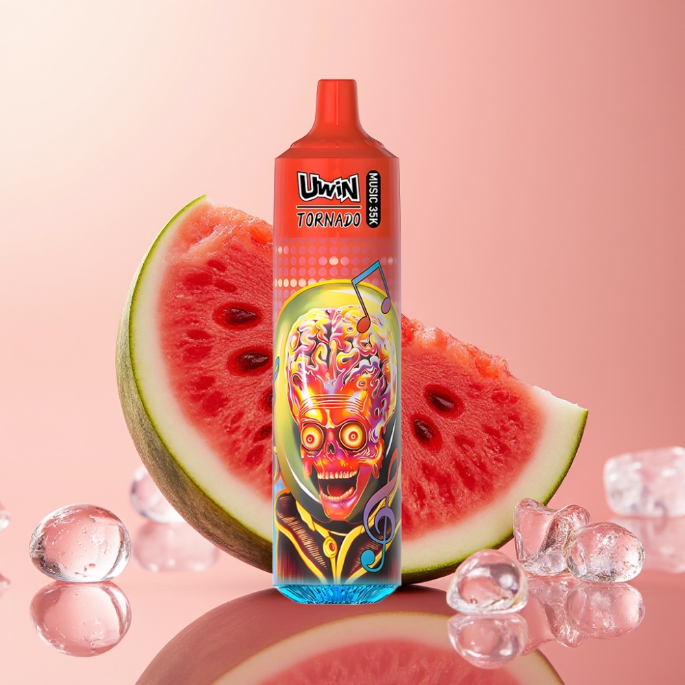 Uwin Tornado 35K Music Disposable Vape אבטיח קר (Watermelon Ice) עם סוללה נטענת
