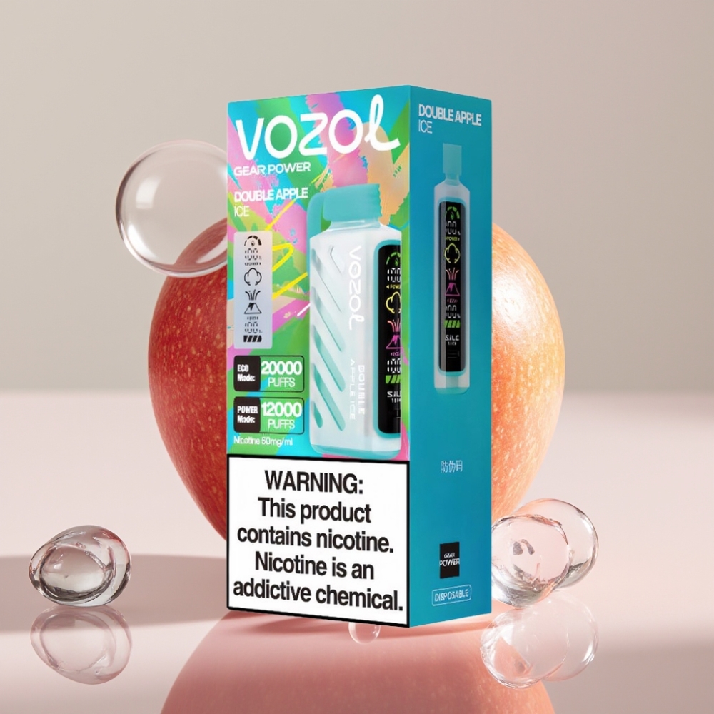 VOZOL Gear Power 20000 Puffs Double Apple Ice S.i.L.C. Tech Full Screen Display