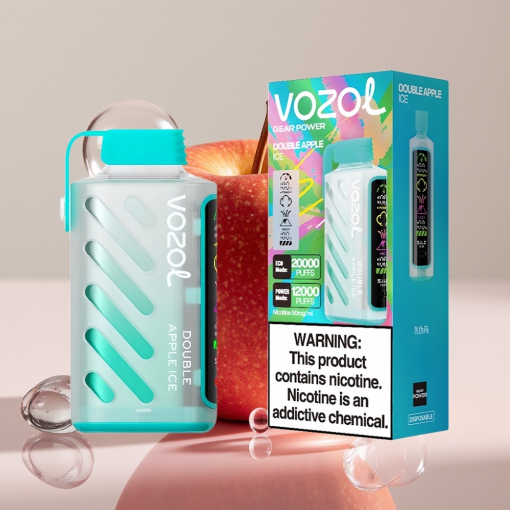 VOZOL Gear Power 20000 Puffs Double Apple Ice S.i.L.C. Tech Full Screen Display