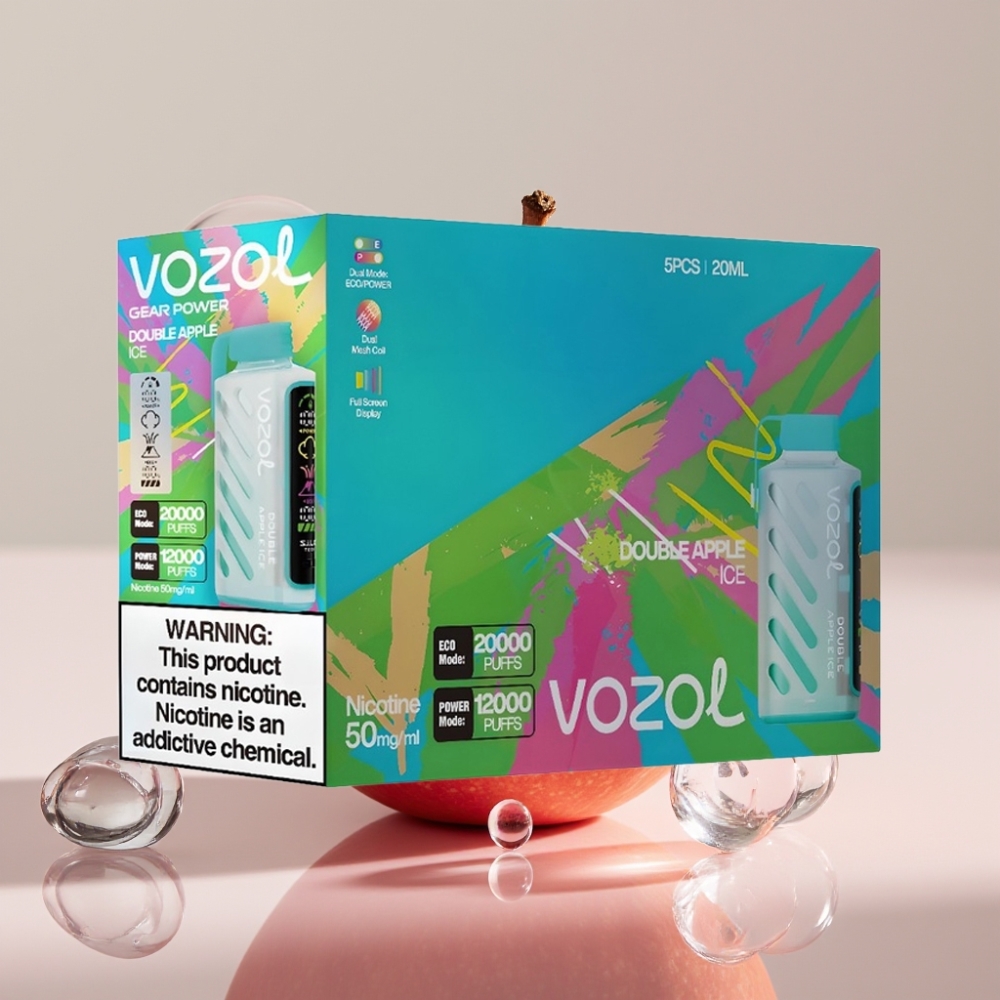 VOZOL Gear Power 20000 Puffs Double Apple Ice S.i.L.C. Tech Full Screen Display