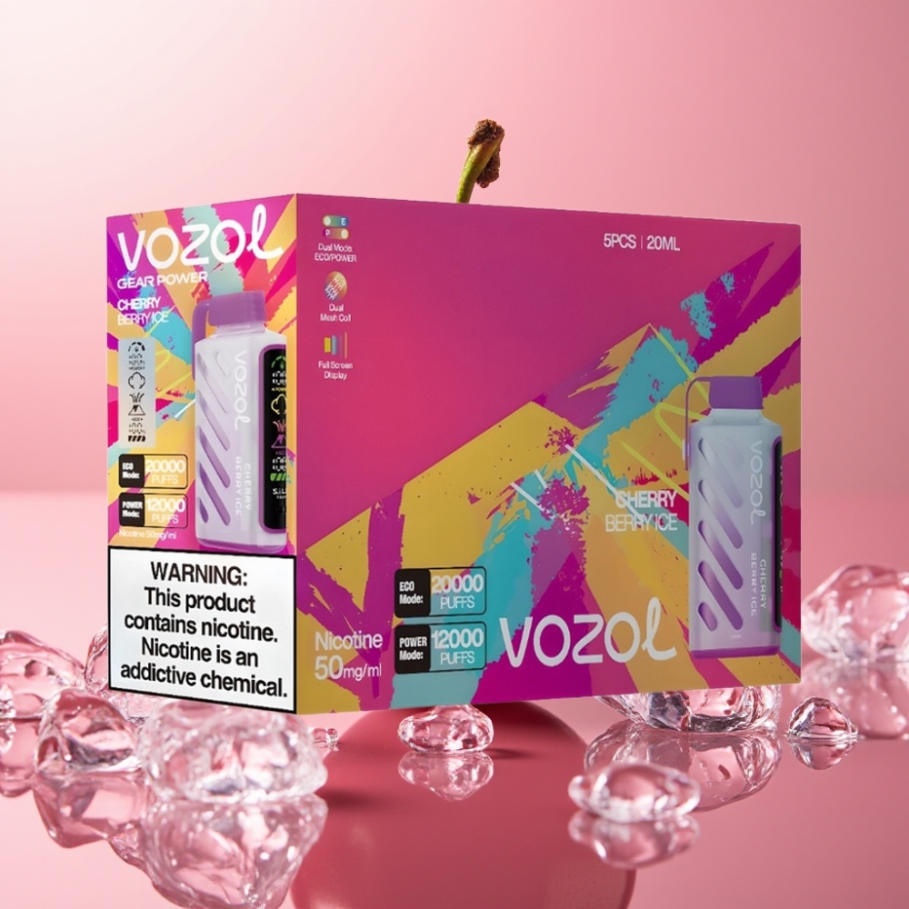 VOZOL Gear Power 20000 Puffs דובדבן יער קרח עם Dual Mesh Coil ו-Full Screen Display