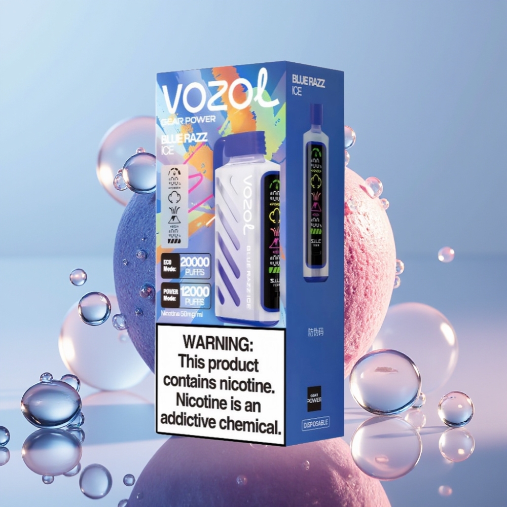VOZOL Gear Power 20000 Puffs Dual Mesh טכנולוגיית S.i.L.C. כחול ראז אייס