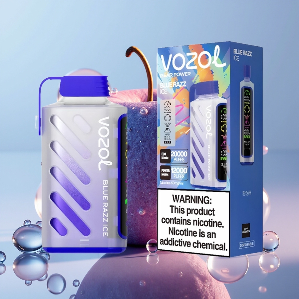 VOZOL Gear Power 20000 Puffs Dual Mesh טכנולוגיית S.i.L.C. כחול ראז אייס