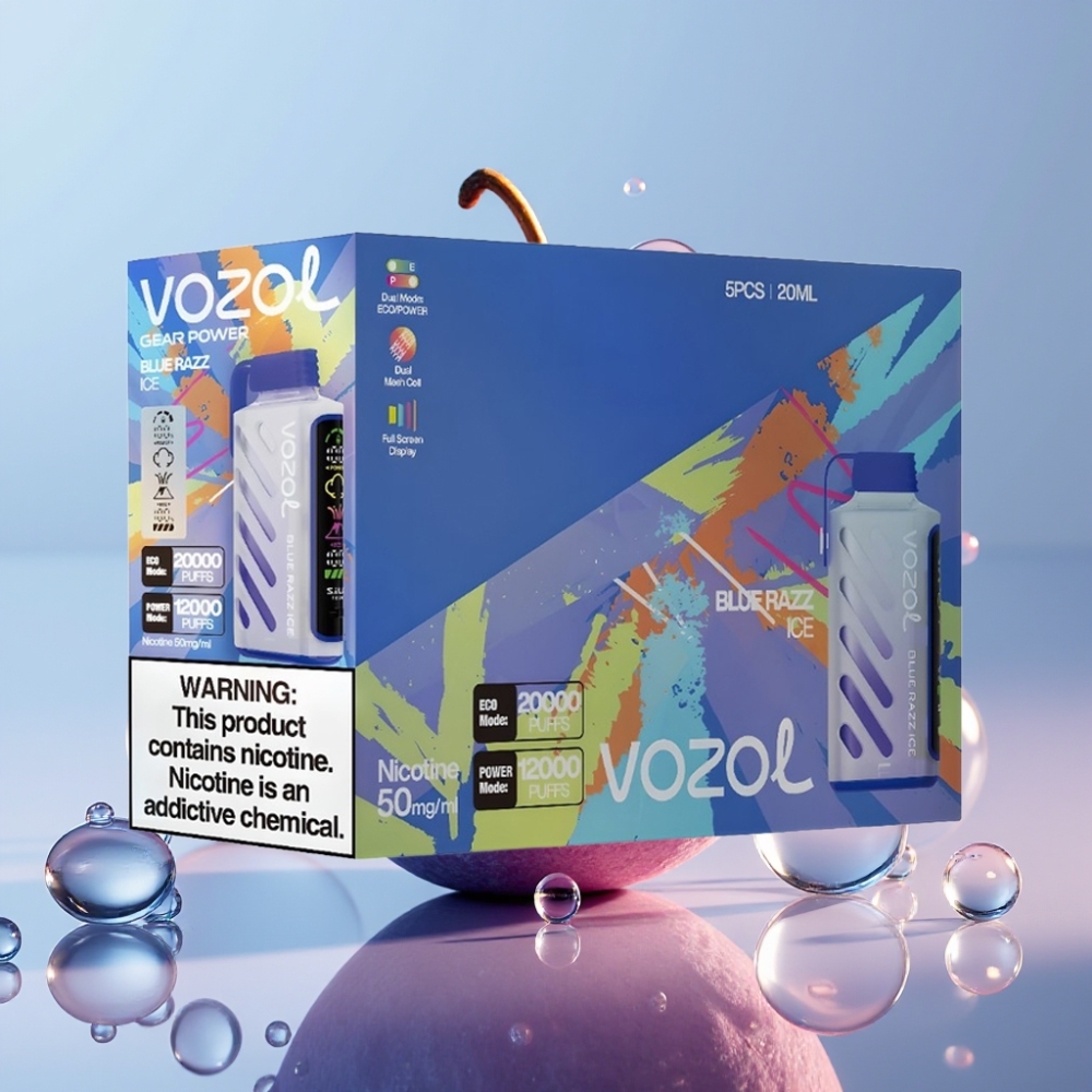 VOZOL Gear Power 20000 Puffs Dual Mesh טכנולוגיית S.i.L.C. כחול ראז אייס