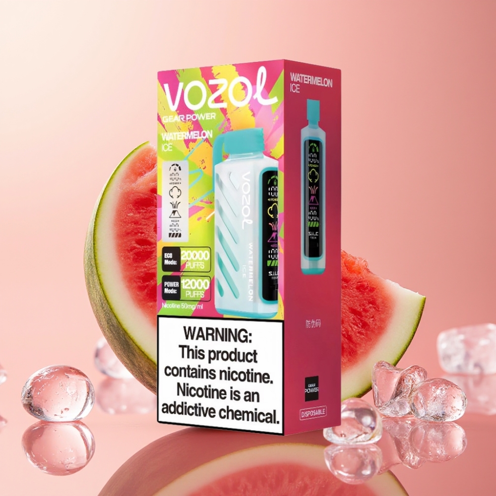 VOZOL Gear Power 20000 Puffs Watermelon Ice Dual Mesh Full Screen Display