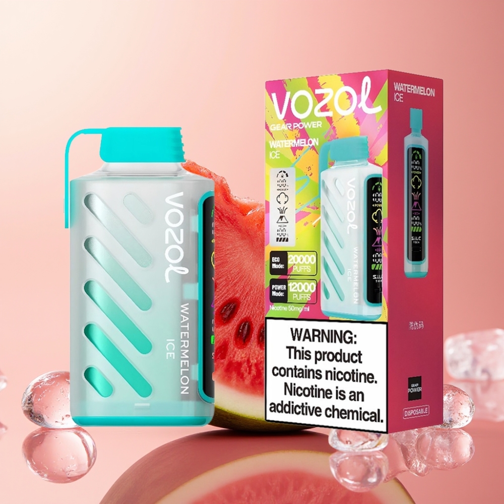 VOZOL Gear Power 20000 Puffs Watermelon Ice Dual Mesh Full Screen Display