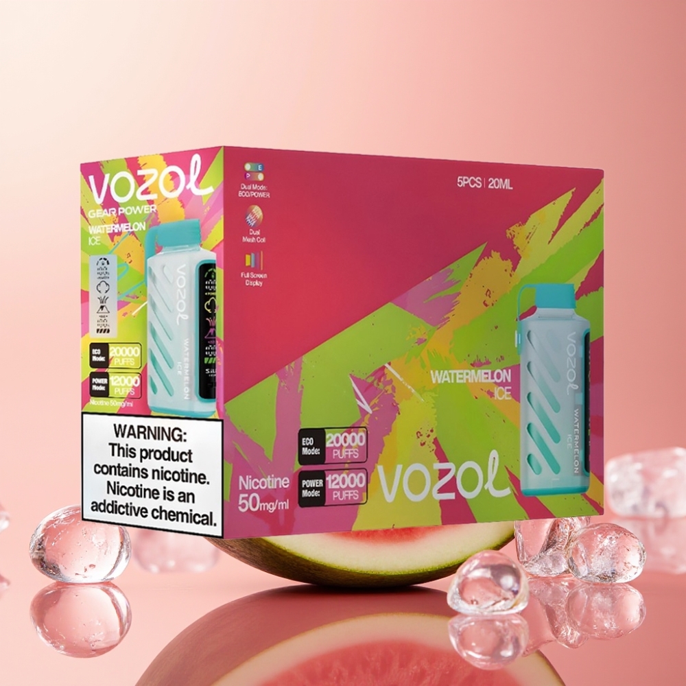 VOZOL Gear Power 20000 Puffs Watermelon Ice Dual Mesh Full Screen Display