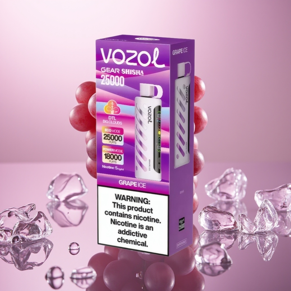 VOZOL Gear Shisha 25000 Puffs ענבים קפואים עם S.i.L.C Tech ו-Dual Mesh