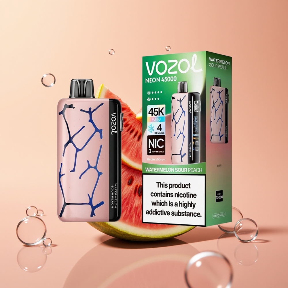 Vozol Neon 45K 45000 Puffs 20ml Watermelon Sour Peach