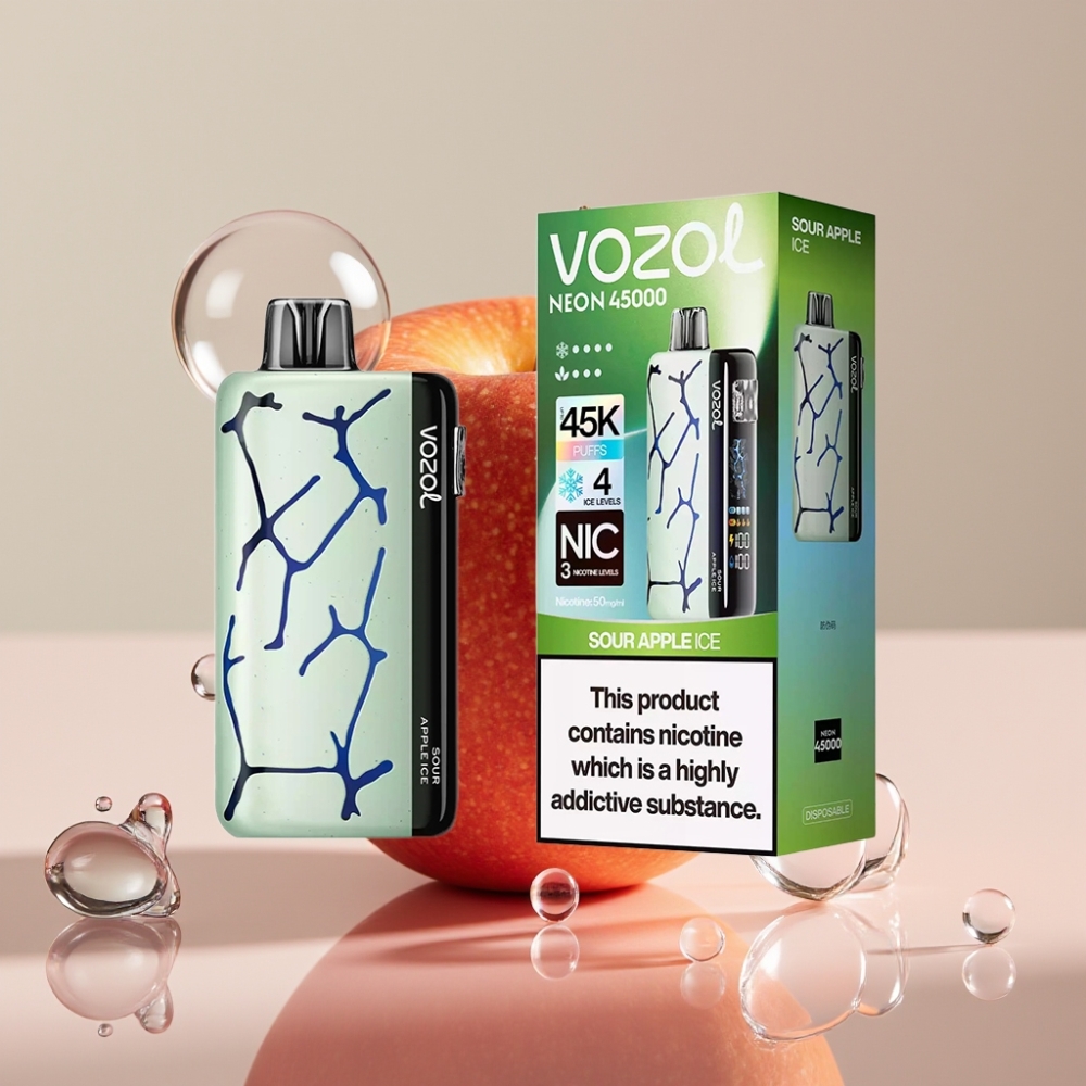 Vozol Neon 45K 45000 Puffs מזור תפוח חמוץ קרח עם סוללה 800mAh