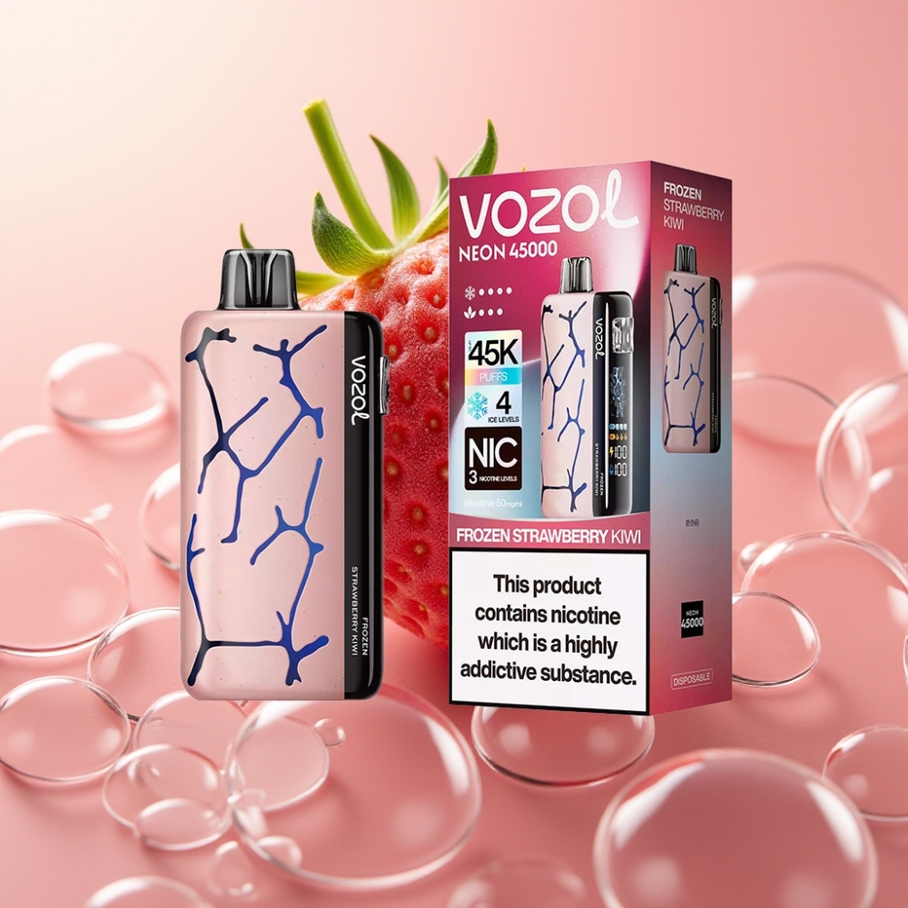 Vozol Neon 45K 45000 Puffs Disposable Vape 20ml תות קיווי קפוא 50mg