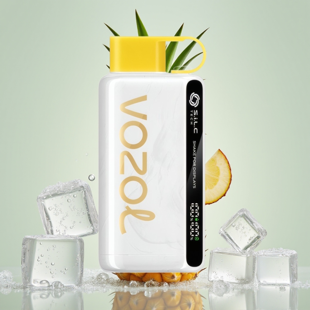VOZOL STAR 9000/1200 Disposable Vape אננס קוקוס קרח עם S.i.L.C TECH ו-30% טעינה מהירה יותר